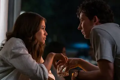 Two sides of a love triangle: Zendaya and Josh O’Connor in “Challengers.”